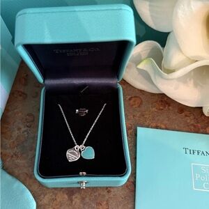 Tiffany & Co. Silver Necklace with Blue Heart Pendant